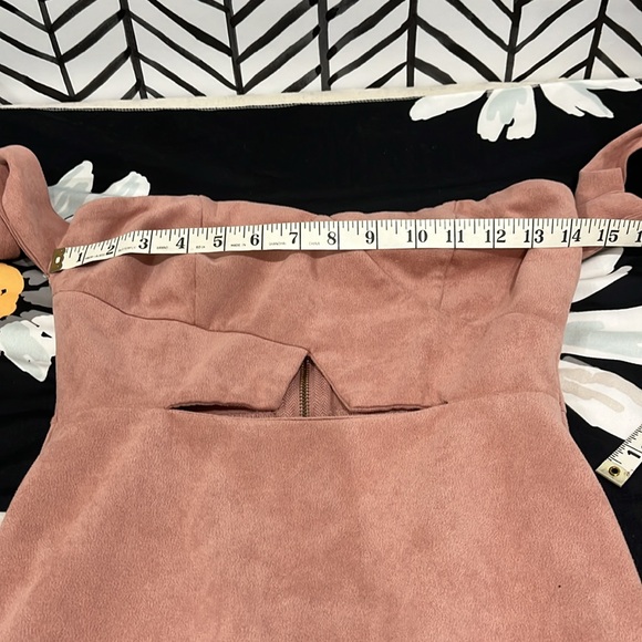 Empire Waist Mauve Pencil Style Open Mid Drift Shoulder Ties Dress Sz S - Picture 12 of 14